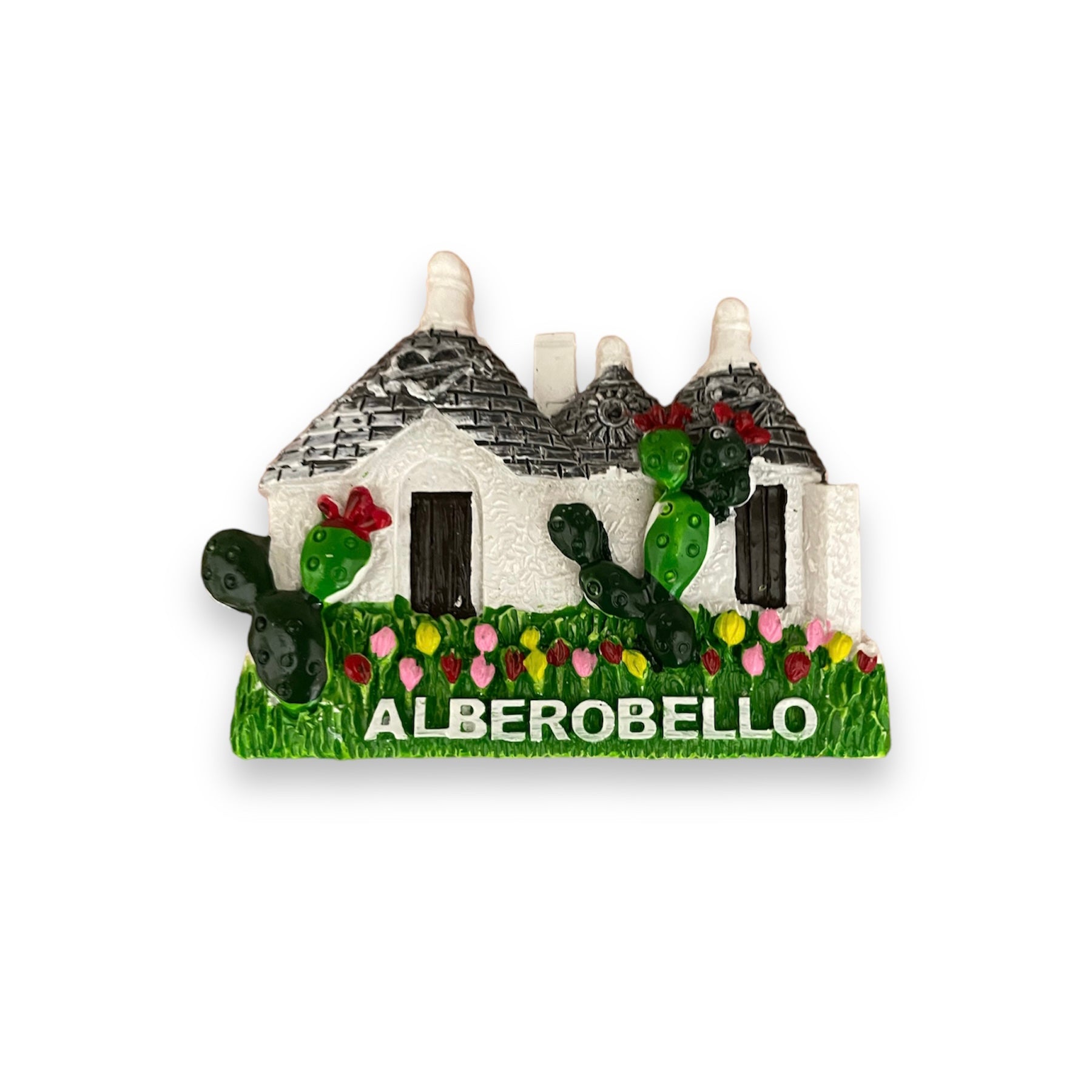 Alberobello Puglia Italia, magnete per frigorifero, souvenir turistico