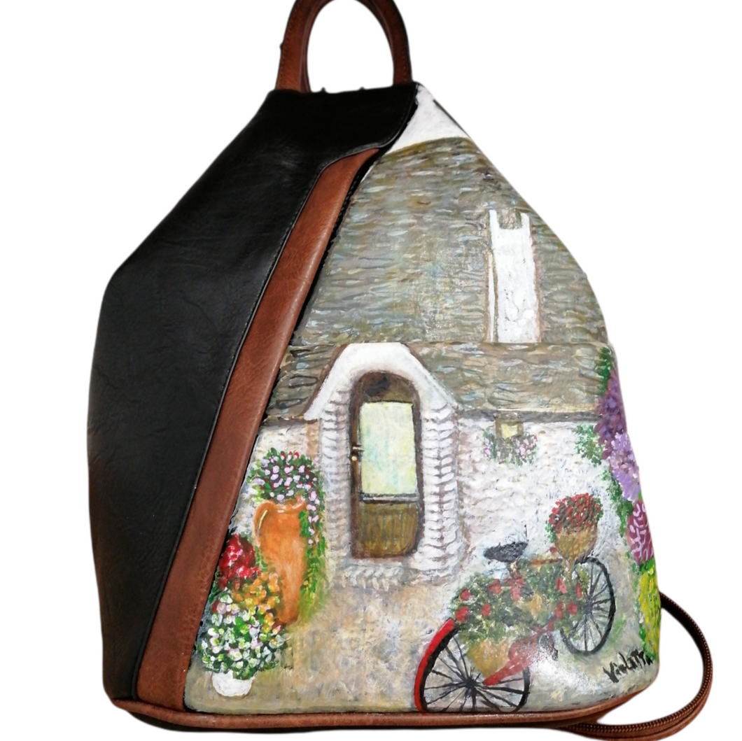 Shoulder backpack with Puglia trullo decoration